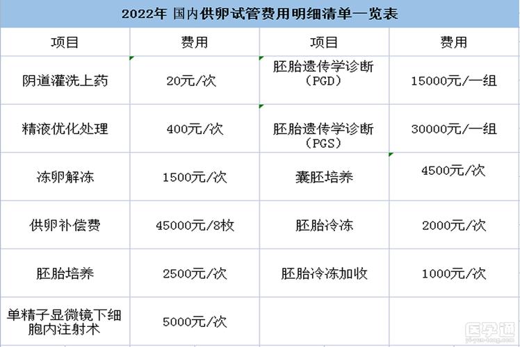 国内借卵试管代怀费用表-国内借卵试管代怀费用表解析